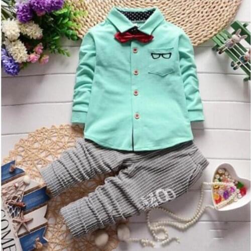 Fashion Baby Dress Coat and Plants Set Kids Clothes Boys Clothing Long Sleeve