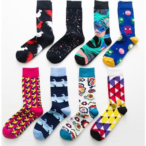 Fashion England Style Men Women Socks Geometry Constellation Harajuku Funny Cotton Street Trend Winter Unisex Happy Socks Female