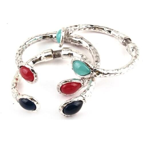 Fashion Multicolor Resin Decoration Spring End Cuff Bracelets & Bangles