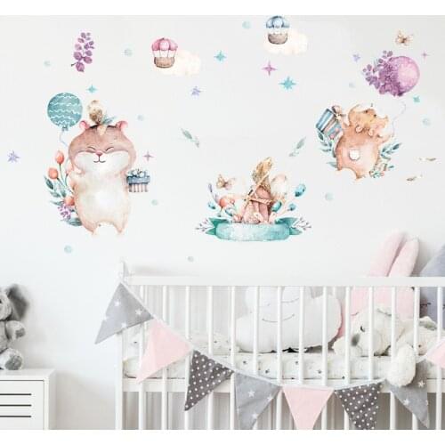 Cartoon Squirrel Windmill Wallpaper Children Bedroom Porch Wall Decoration Wall Sticker Self-Adhesive