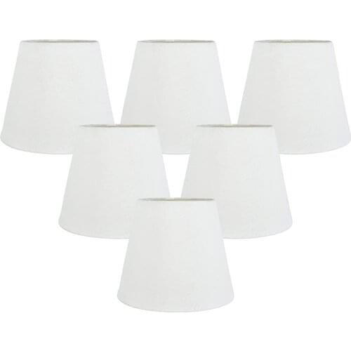 Set of 6 White Fabric Cloth Clip on Chandelier Lamp Shades, Replacement for E14 Wall Lamp Chandelier Home Decoration