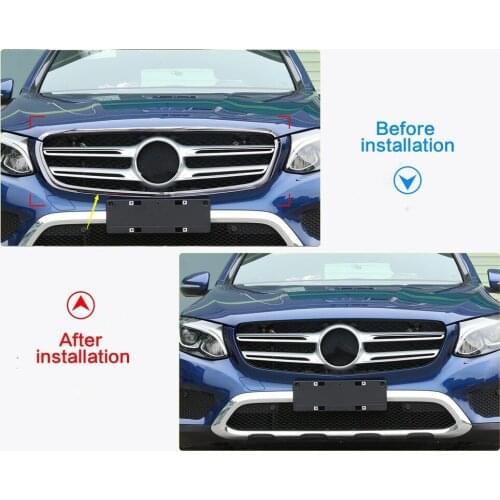 Car Head Front Middle Grille Body Molding Cover Frame Trim 3pcs For Mercedes-Benz GLC Class 200 260 300 2016-2017