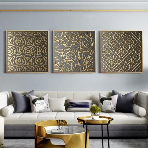 Abstrac Wall Art Luxury Posters and Prints Flower Wall Painting Nordic Black Gold Canvas Painting for Home Living Room Decor