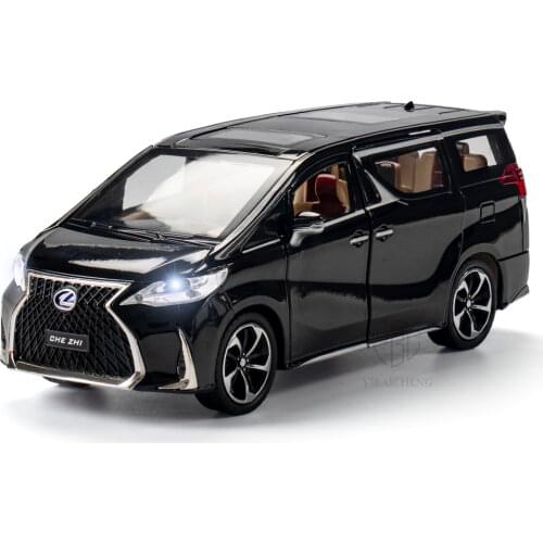 New 1/24 LM300H Diecast Alloy Car Model MPV Vehicle Car Decoration With Sound Light For Boy Toys 6 Doors Opened Children Gift