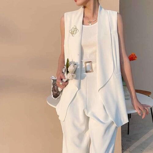 2021 New Fashion Suit Vest White Suit Vest Women Thin British Style Vest Woman Jacket Waistcoat Vest Women Korean Fashion