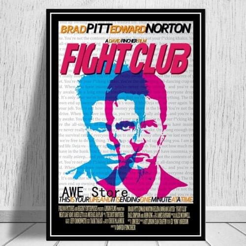 Poster And Prints Hot Fight Club Vintage Movie Film Retro Comic Art Painting Wall Pictures For Living Room Home Collection Decor
