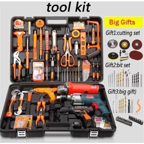 Household Tools Package Hardware Set Electric Drill Home Electrician Maintenance Multi-Functional Portable Hardware Tools
