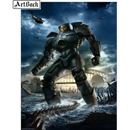 Sale 5d diy diamond painting steel warrior robot full square drill resin 3d diamond embroidery rhinestone mosaic decoration