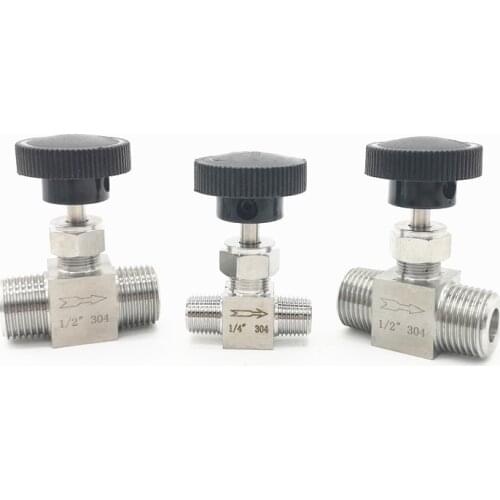 Adjustable Needle valve 1/8" 1/4" 3/8" 1/2" male thread stainless steel 304 Flow Control crane Straight needle valve