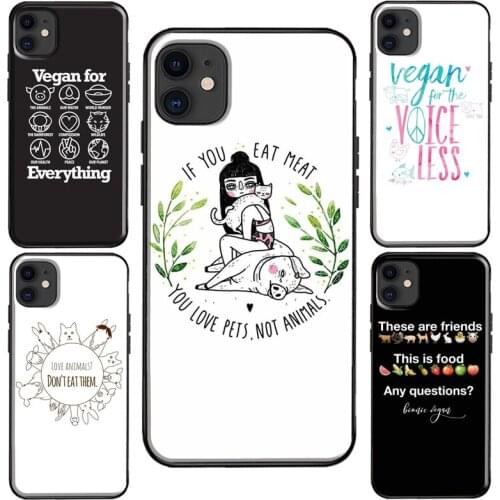 Vegetarian Quotes VEGAN FOOD LOVE VEGGIE Case For iPhone 11 Pro Max XS X XR 6S 7 8 Plus SE 2020 For iPhone 12 Pro Max mini Coque