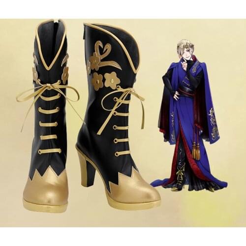 Twisted Wonderland Vil Cosplay PU Boots Shoes Halloween Carnival Party Cosplay Costume Prop