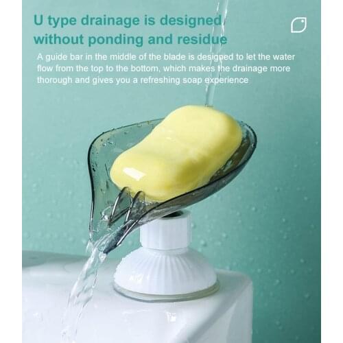Rotating Sucker Soap Dish Box Leaf Shaped Drain Soap Box Multi Function Bathroom Kitchen Plastic no punching Soap Storage Box