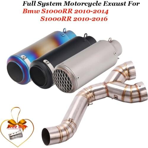 Exhaust System For Bmw S1000Rr S1000R Exhaust Muffler Tip 61Mm Slip On Connect Mid Pipe Link Pipe Stainless Steel Motorcycle