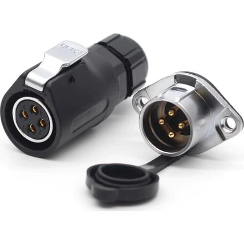 XHP20, 4 Pin Connector Waterproof LED Light Power Aviation Male Socket Female Plug Cable For 3-12mm IP67