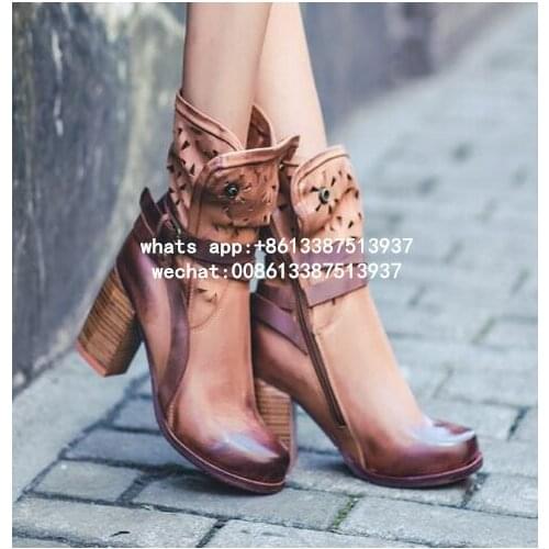 2017 Road Heel Boot Ultra cool and sleek western-inspired boots Chunky block heel and classic buckle strap cut out ankle booties