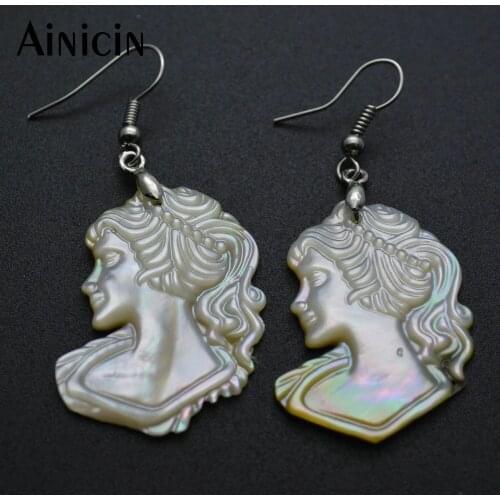 10pairs Many Styles White Shell Fine Carved Sleep Beauty Women Hook Dangle Earrings For Party Jewelry