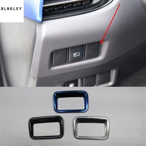 1pc Car sticker stainless steel carbon fiber grain Headlight adjustment switch cover for 2017 2018 2019 Toyota C-HR CHR C HR