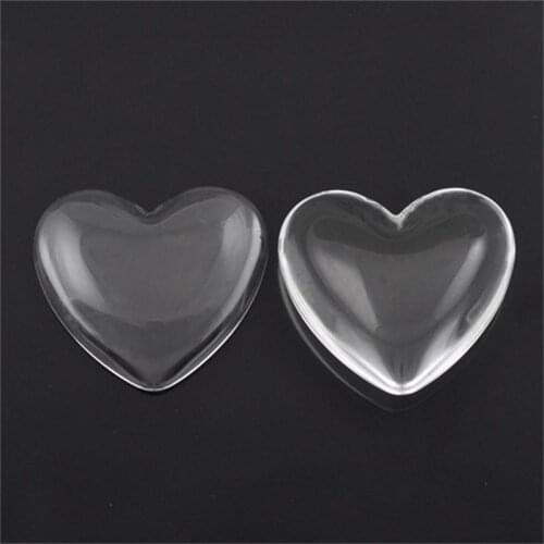 10Pcs 25mm Heart Flat Back Clear Domed Magnifying Glass Cabochons For DIY Jewery Finding