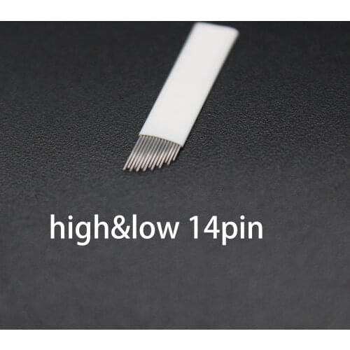 100 pcs high&low 14 Pin Permanent Makeup Eyebrow Tattoo Blades Shading Microblading Needle 3D Eyebrow Embroidery Tattoo