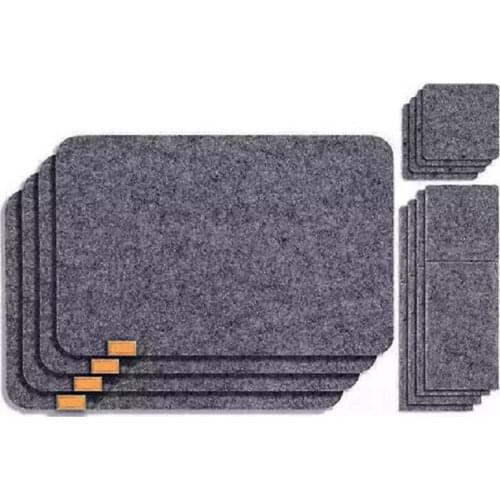 18pcs Washable Felt Placemats Table Mats Glass Knife Fork Coasters Cutlery Bags Set Insulation Pads Absorbent Non-slip Mat
