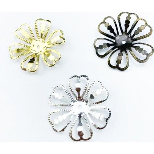 20pcs 28mm Filigree flower Metal sheets decorative for Jewelry Making Cosplay accessories Earring accessories