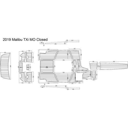 2019 Malibu TXi MO Closed Bow Swim Step & Cockpit Pad Boat EVA Teak Decking 1/4" 6mm