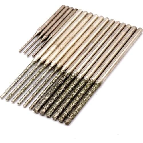 5/10pcs Lengthen 0.8~5.0mm Diamond Grinding Head Burr Needle Drill Bit Point Engraving Polishing Glass Jade Stone Rotary