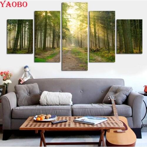 5d DIY Diamond Painting cross stitch 5 Piece Green Forest Diamond Embroidery Nature landscape full square/round drill mosaic kit