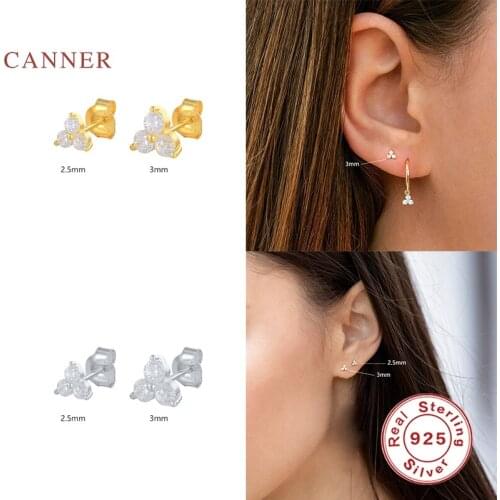 CANNER 925 Sterling Silver Earrings For Women Ins 3mm Petal Stud Earrings Gold/Silver Jewelry Ear Piercing Mom Gift 2021 Trend