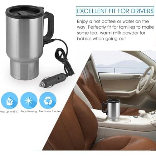 Car Cup Bottle 12V 450ml Tea Coffee Water Heater Heating Tool Cup Electric Kettle Thermal Car cigarette lighter Heater driving
