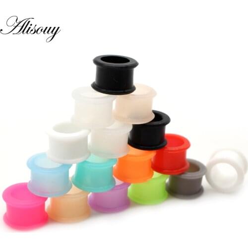 Alisouy 2PC 3-25mm Silicone Ear Plugs And Tunnels Earlets Elasticity Expander Men Women Gauges Body Jewelry Piercing 12 Color