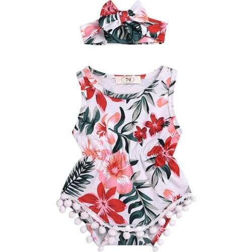 2019 Toddler Baby Girl Flower Ruffle Bodysuit Summer Sleeveless Round Neck Jumpsuit Outfit Clothes Costume Clothing 0-18M