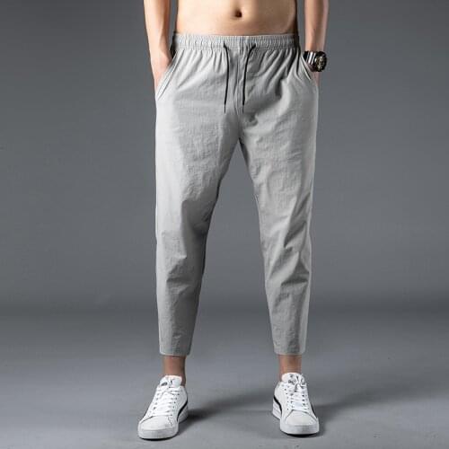 Mens casual pants summer light and thin nine minute pants trend new home casual pants