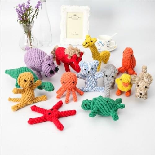 Pet Soft Dog Toys Animal Design Cotton Dog Rope Toys Durable Cotton Chew Toys Training Teething Toys for Small to Medium Puppy