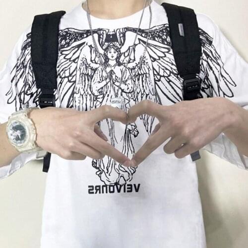2020 Summer Cool Angel T Shirts Men Harajuku Hip Hop Casual Short Sleeve Tops Tees Male Cool Loose White Tshirt Streetwear