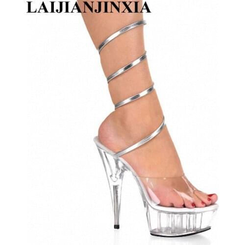 LAIJIANJINXIA 15CM Crystal Nightclub Sexy Shoes Women Dancing Shoes Party Dance Shoes Sexy High Heels Modal Shoes