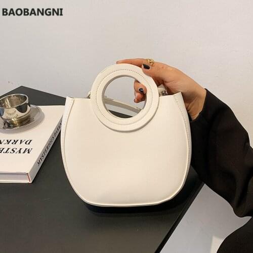 Round Handle Small PU Leather Shoulder Crossbody Bags for Women Summer Fashion Trendy Elegant Handbags Totes