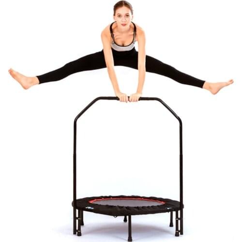 A093Indoor Fitness Trampoline Jumping Cardio Trainer Load-bearing Bed Jump Mini Trampoline Trampoline with Adjustable Handle Bar