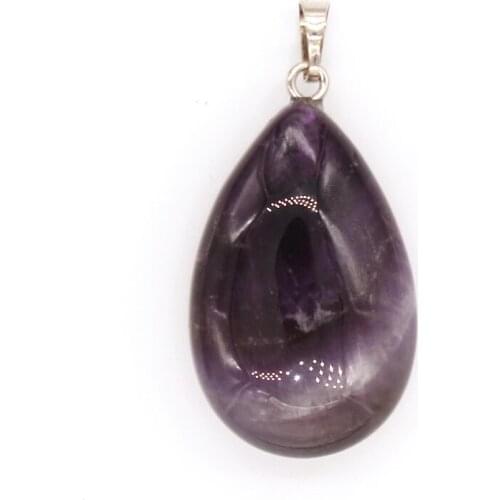 Trendy-beads Popular Silver Plated Original Amethysts Water Drop Modern Pendant Charm Jewelry