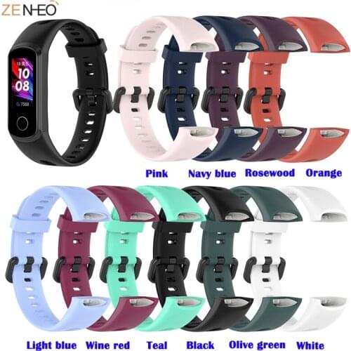 Soft Silicone Sport Wrist Strap Replacement Watch Band for Huawei Band 4 / Honor Band 5i Wristbands Buckle Smart Watch Accessory
