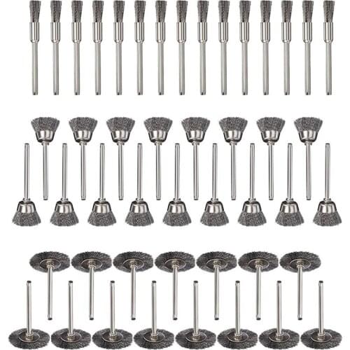 Dremel15/45/60pcs Wire Wheel Cup Brush Set Crimped Stainless Steel Die Grinder Rotary Electric Tool Drill Polishing Dremel Tool