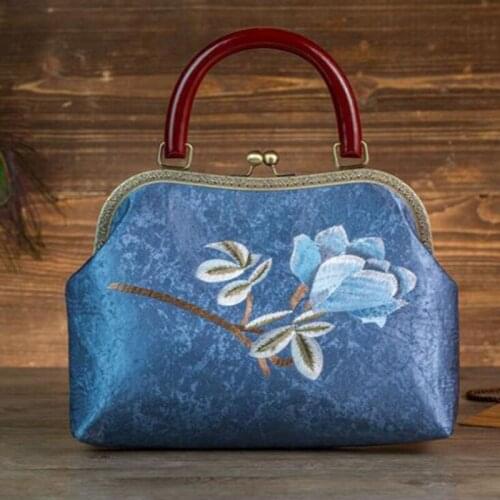 New 2021 Real Cowhide Fashion Handmade Retro Embroidery flower bag famous brand one-shoulder diagonal bag luxury handbag