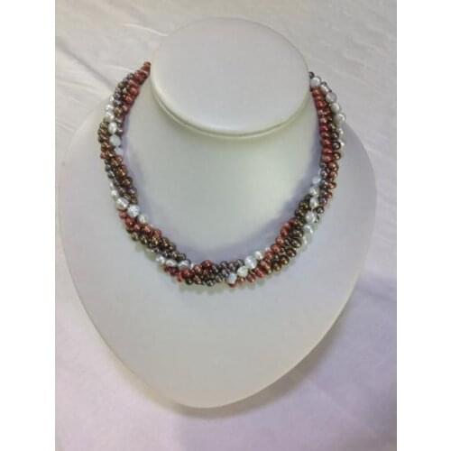 Genuine Freshwater Pearl Necklace,Multicolor Baroque Pearl Jewellery,Grey Green Blue White Color Pearl Jewelry