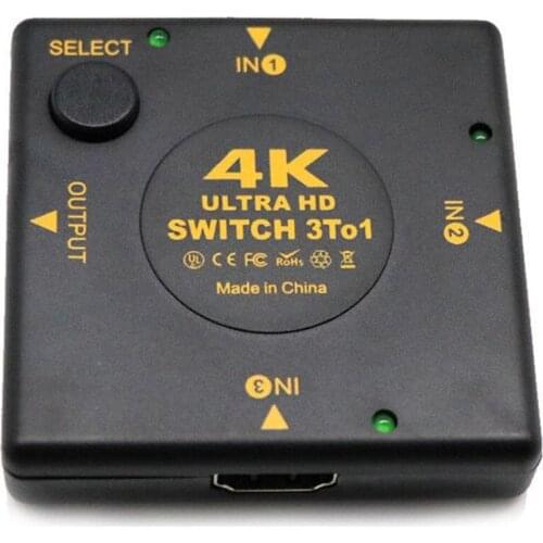 4K HDMI Switch Box Selector 3 In 1 Out kvm o Extractor Hub Splitter Switcher
