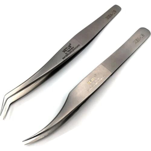 VETUS MSA Series Hard Precision Makeups Eyelash Tweezers Anti-magnetic Anti-static Anti-acid Wear-resistant for Repair Lab Tools