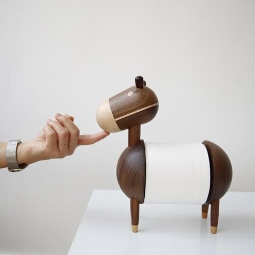 Cartoon Donkey Roll Paper Stand Natural Wooden Home Office Table Decoration Paper Towel Holder Toilet Bathroom Tissue Storage