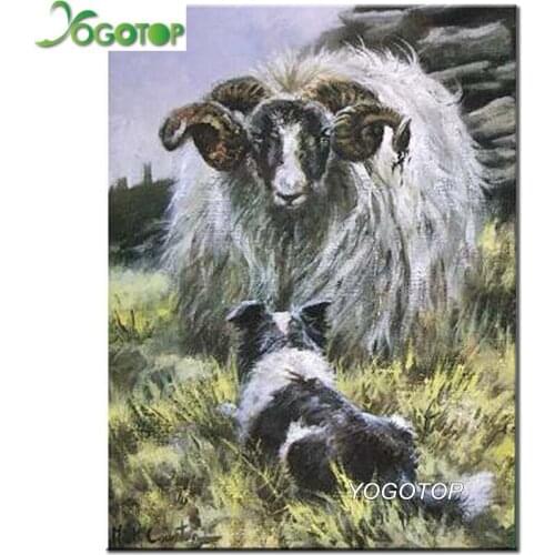 Full Drill Diamond Painting sheep & Border Collie Home Decor Mosaic animals Diamond Art Handmade Gift YY3361