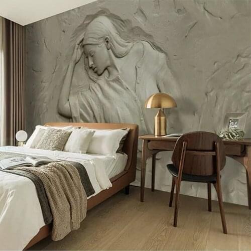 Custom 3D Stereo Embossed Figure Photo Mural Wallpaper Living Room Bedroom Modern Retro Home Decor Wall Painting Self Adhesive