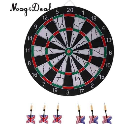 MagiDeal Portable Double-sided Dart Board Bulls-Eye Game with 6 Brass Darts