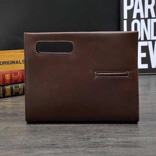 Casual Man Crazy Horse PU Leather Envelope Clutch Large Capacity Business Men Clutch Bags 2021 Brand Design Hand Bags Male Purse